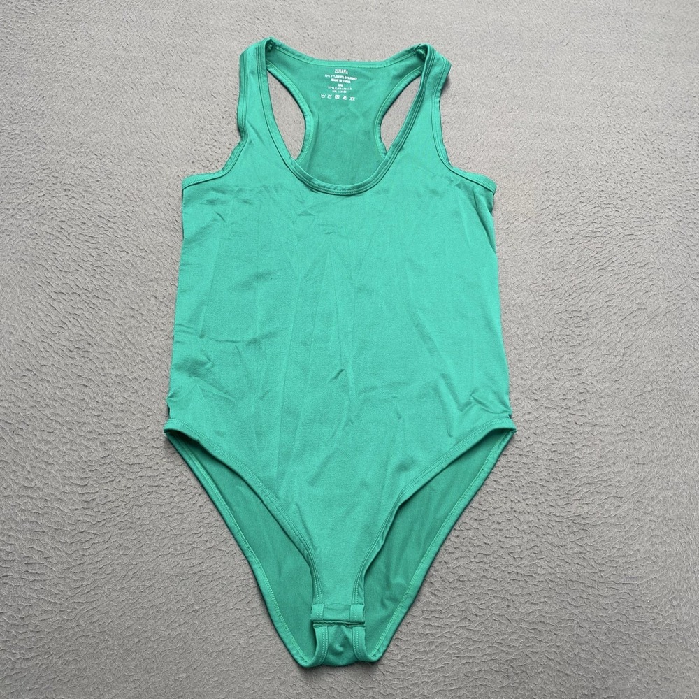 Zenana Bodysuit Womens S/M Green Microfiber Shaping Tank Racerback Stretch